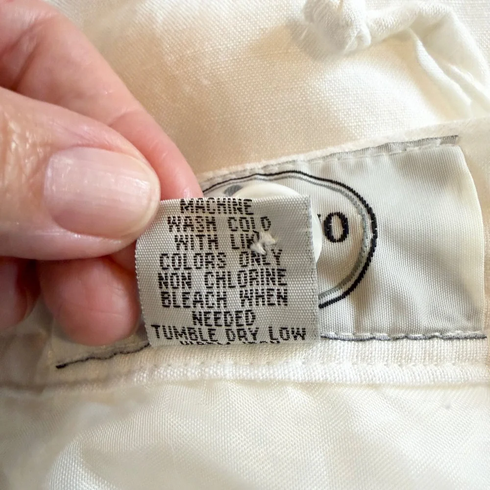 Linea Uomo Mens White Linen Blend Drawstring Relaxed Pants W48 x L30